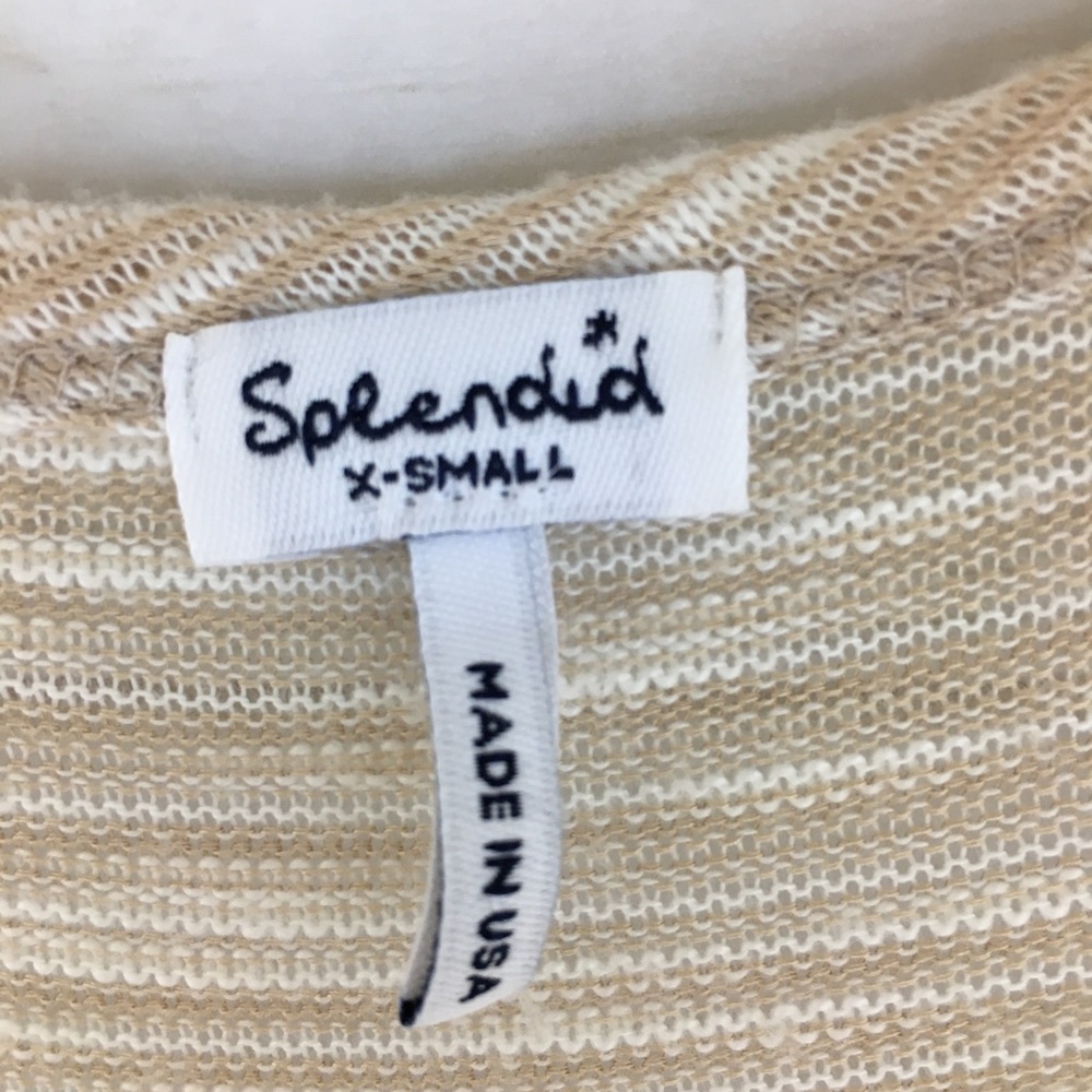 Anthropologie Splendid Tan Knit Blouse 3/4 Slv Top - Picture 7 of 8